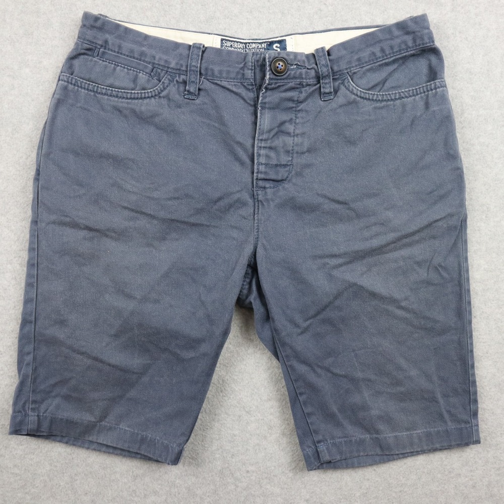 Superdry Shorts Mens‎ Small Commodity Edition Button Fly Bermuda Casual Blue